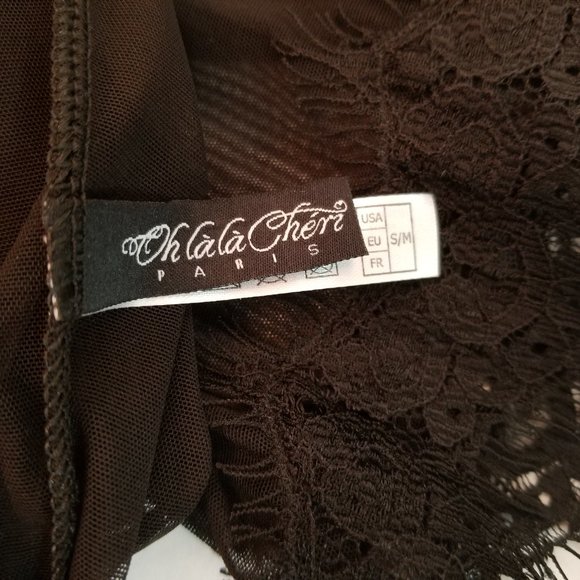 Oh La La Cheri Paris Romantic Sheer Black Lace Robe Women's Size Small / Medium - Picture 10 of 10
